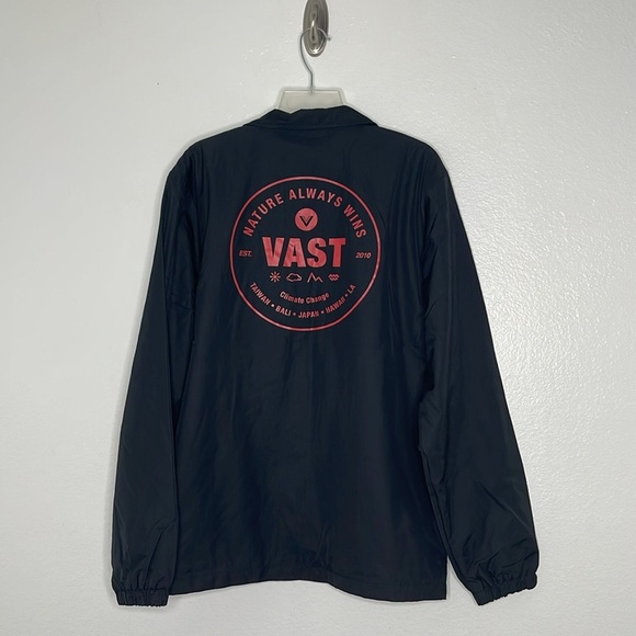Vast Life Global Black Waterproof Snap Closure Coaches Jacket Men's Large New - Picture 7 of 9